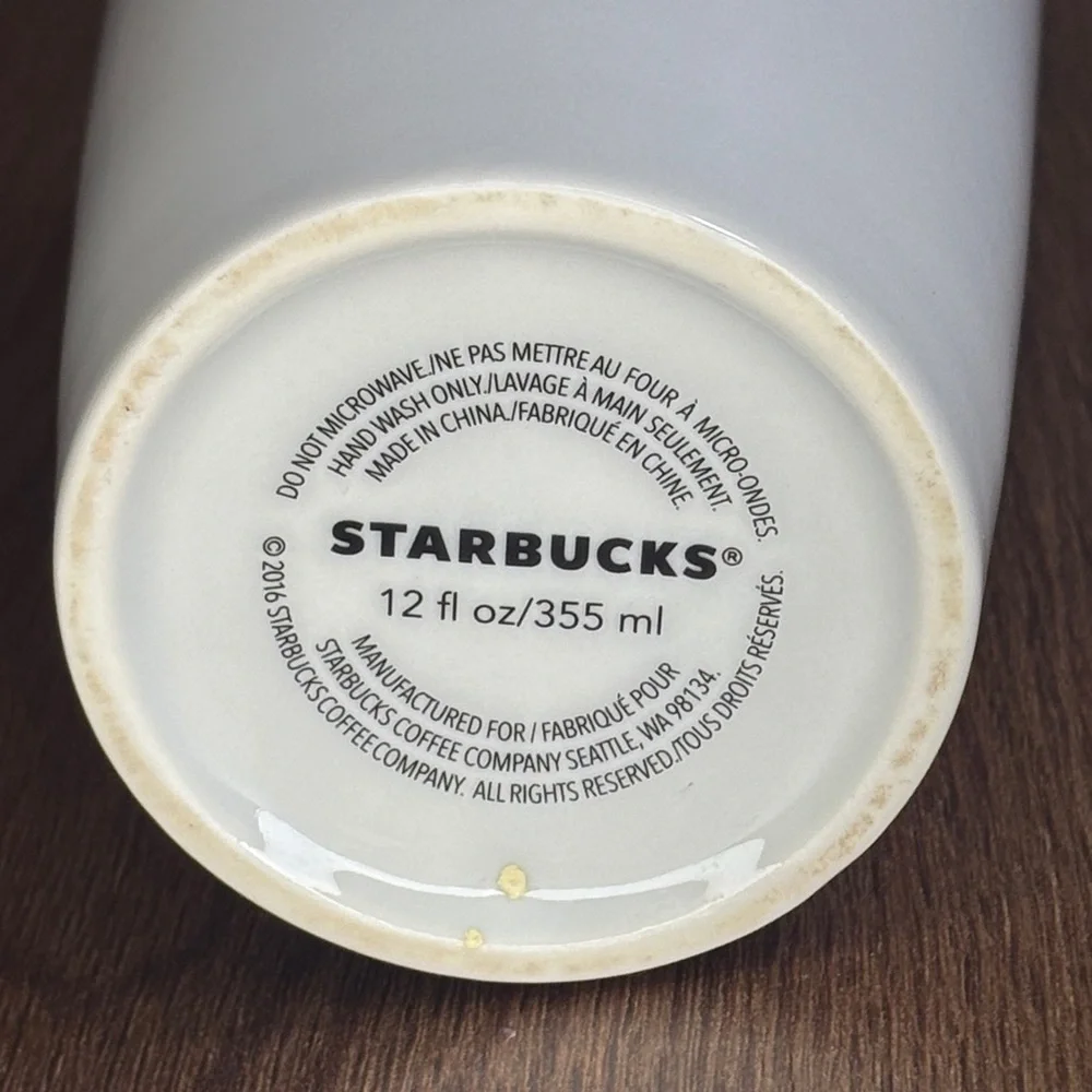 Starbucks Classic White Ceramic Travel Tumbler Mug Black Lid 12oz